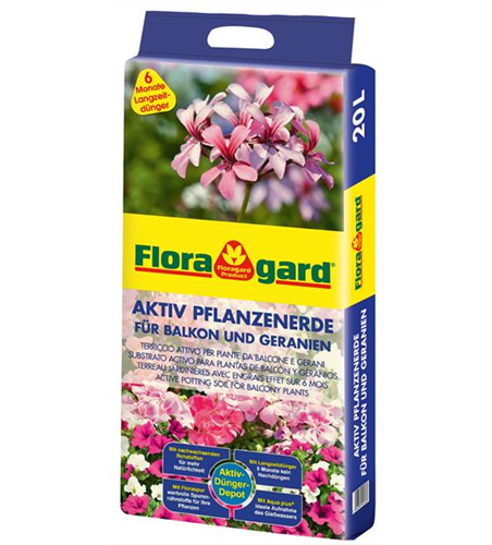 Floragard Aktiv Pflanzenerde für Balkon und Geranien